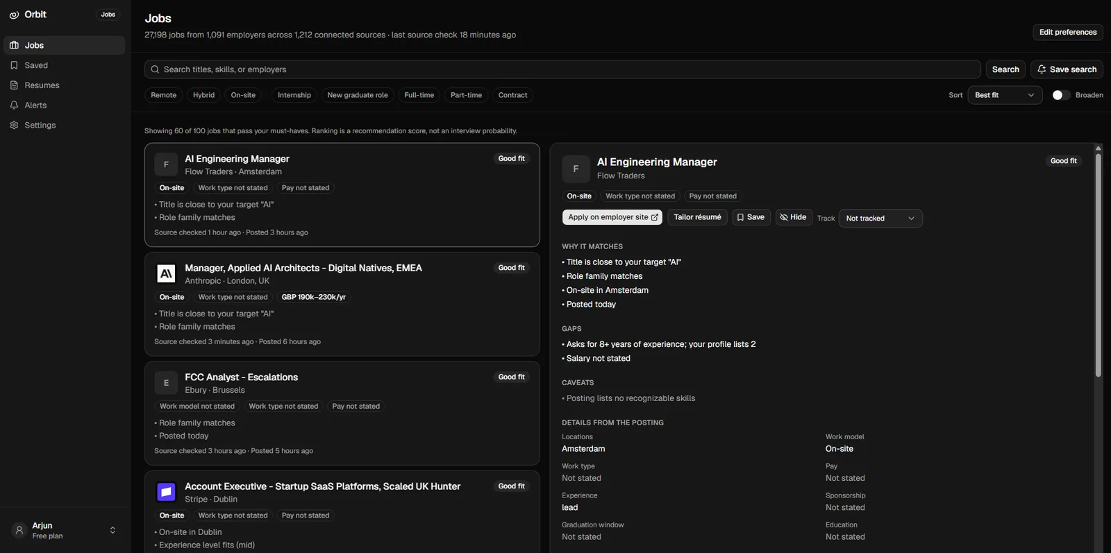 Orbit interface